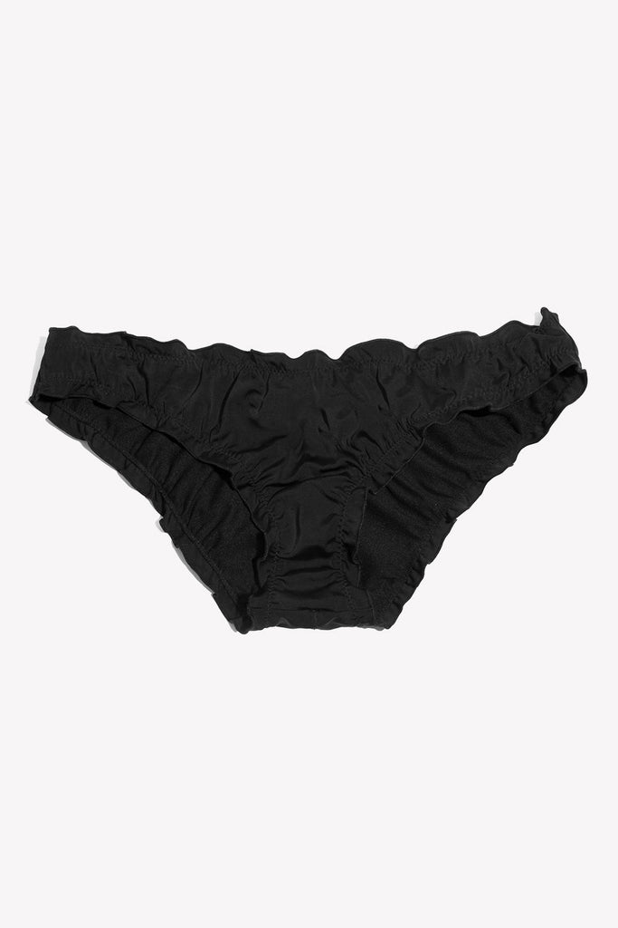 Swim Secret Ruffled And Ruched Back Bikini Bottom | Black Hue SWM SAS 
