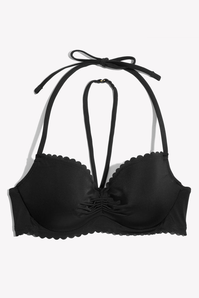 Swim Secret Halter Bikini Top | Black Hue W/ Scallops SWM SAS 