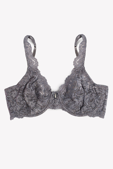 Signature Lace Unlined Underwire Bra | Anthracite Lace INT SAS 