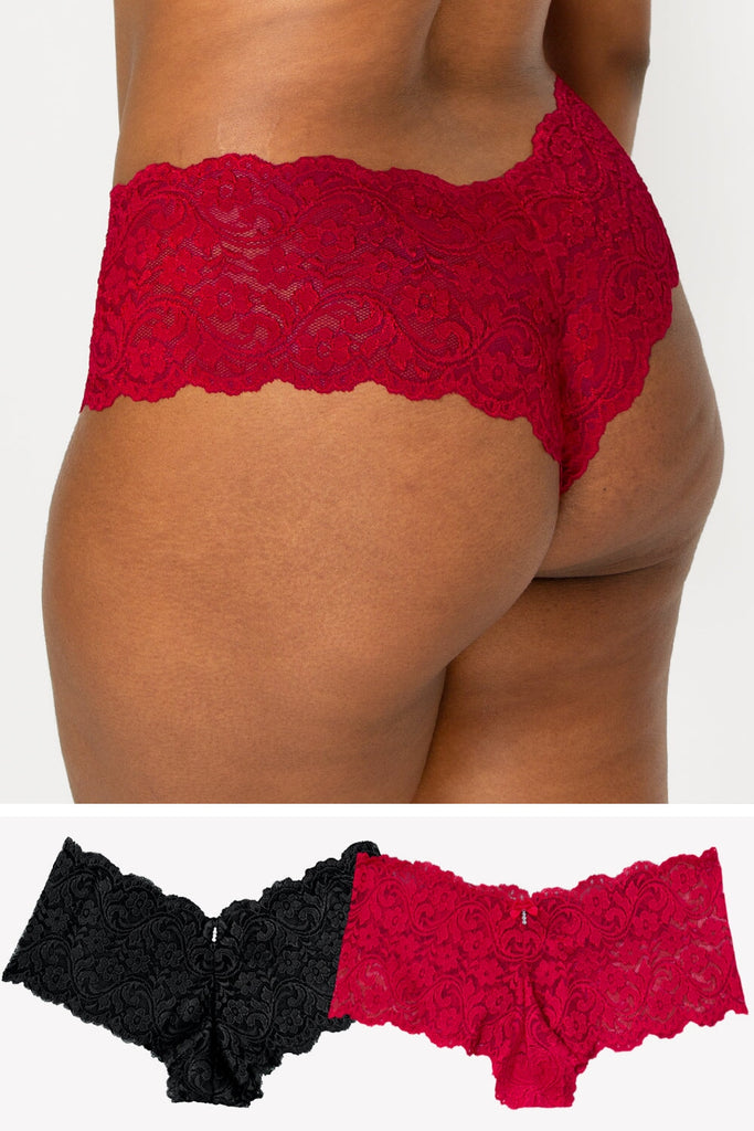 Signature Lace Cheeky Panty 2 Pack | No No Red/ Black Hue PANTY SAS No No Red/ Black Hue S 