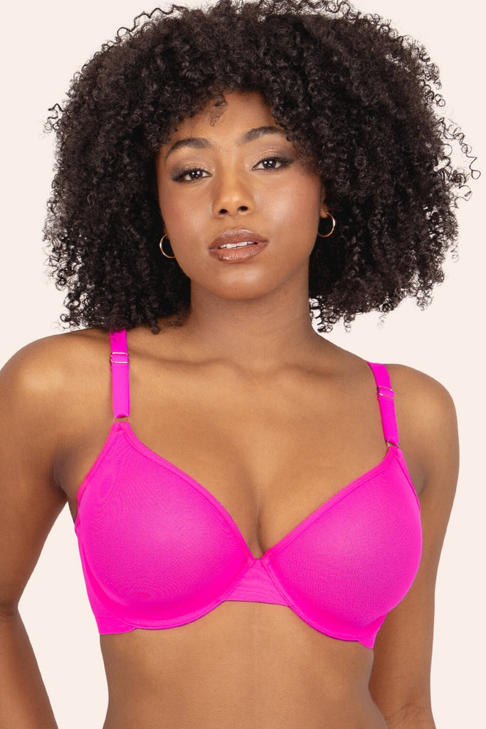 Sheer Mesh Demi Underwire Bra | Electric Pink Mesh BRA SAS 
