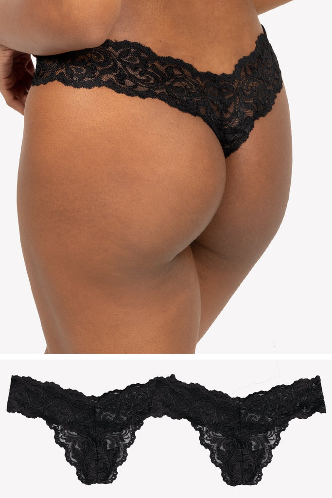 Signature Lace Thong Panty 2 Pack | Black Hue/ Black Hue INT SAS 