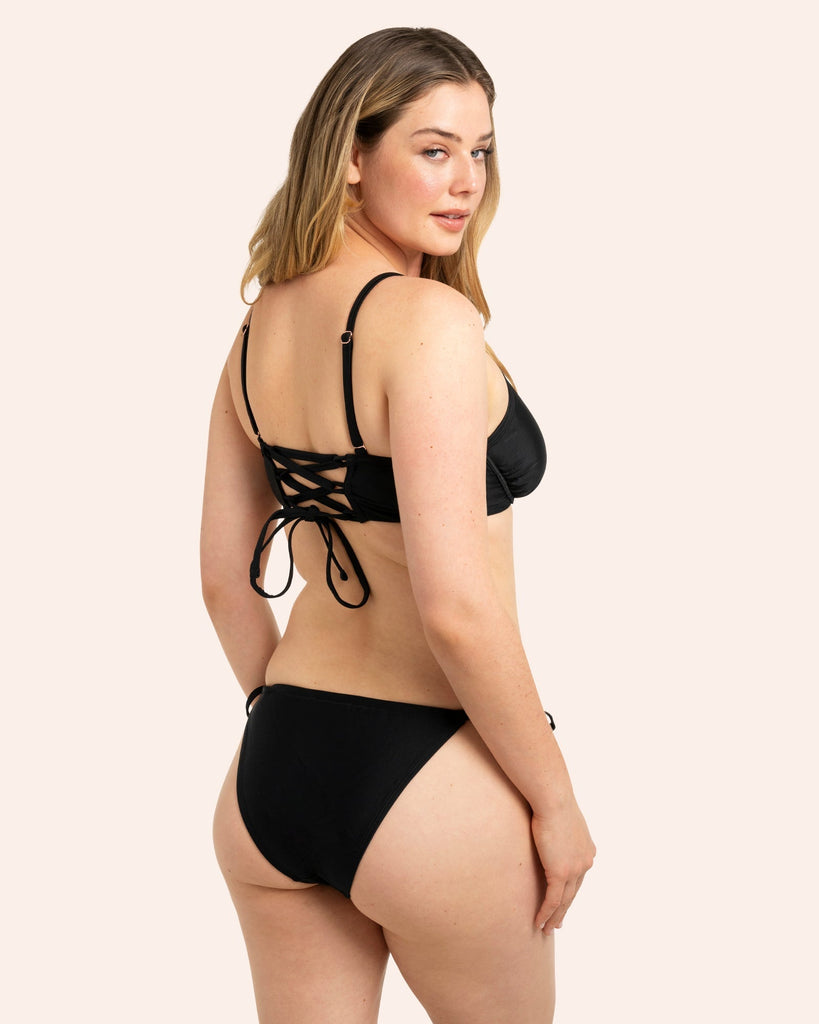 Underwire Bikini Top And String Bikini Set | Black Hue Bikini Set SAS 