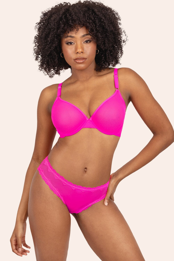 Sheer Mesh Demi Underwire Bra | Electric Pink Mesh BRA SAS 
