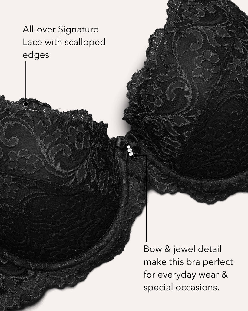 Signature Lace Push-Up Bra | Rich Black Lace INT SAS 