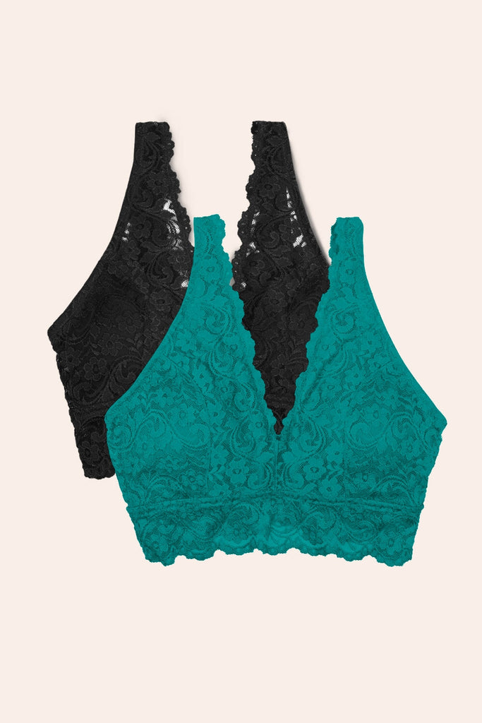 Signature Lace Deep V Bralette 2 Pack | Fanfare/Black Hue BRA SAS 