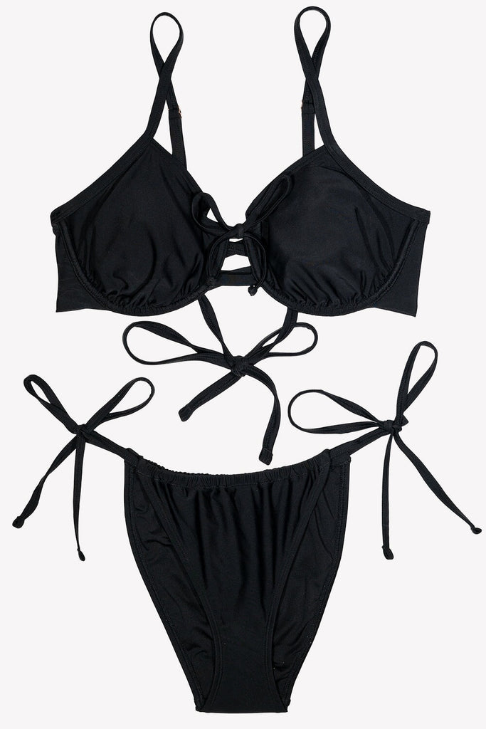 Underwire Bikini Top And String Bikini Set | Black Hue BIKINSET SAS 