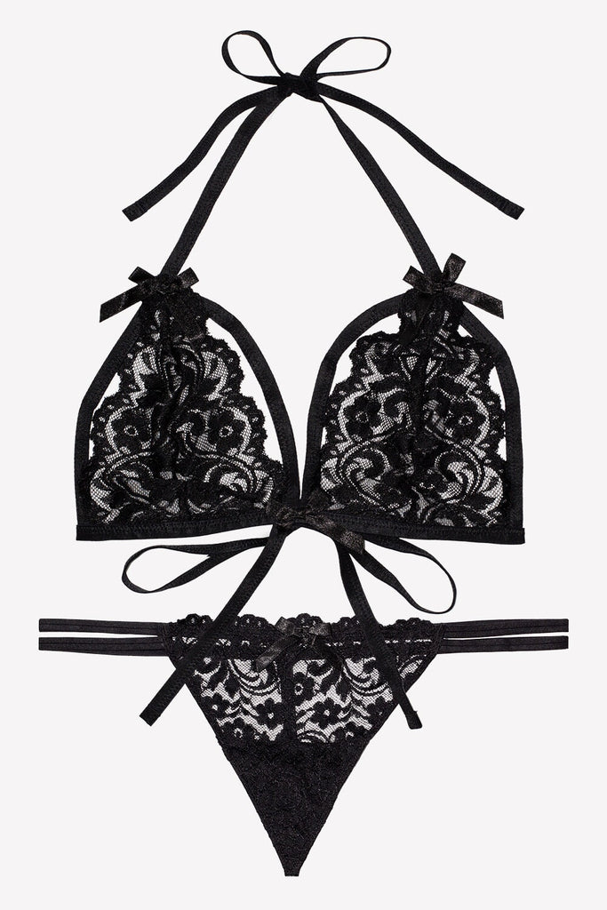 Signature Lace Matching Bra & Panty Set | Black Hue SET SAS 