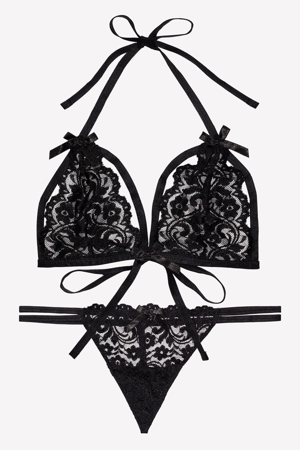 sexy unterwäsche set Lace Bandage Bra and Garter Lingerie Set, Lace Strap Bra – 3wishes.com main image 1