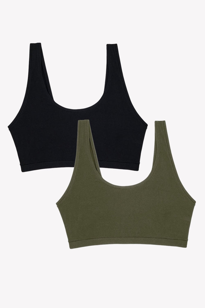 The Naked Scoop Neck Bralette 2 Pack | Olive Night/Black Hue Stretch BRA SAS 