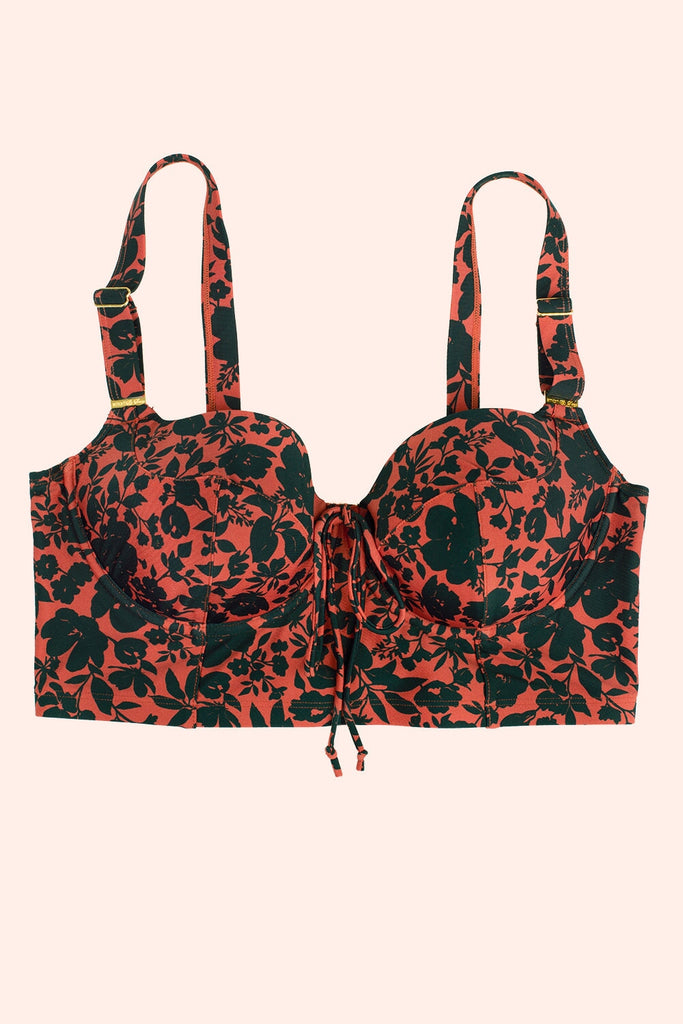 Long Lined Underwire Bikini Top in Black Pansy Size 38DD by Smart & Sexy Long Lined Underwire Bikini Top in Black Pansy Size 38DD by Smart & Sexy