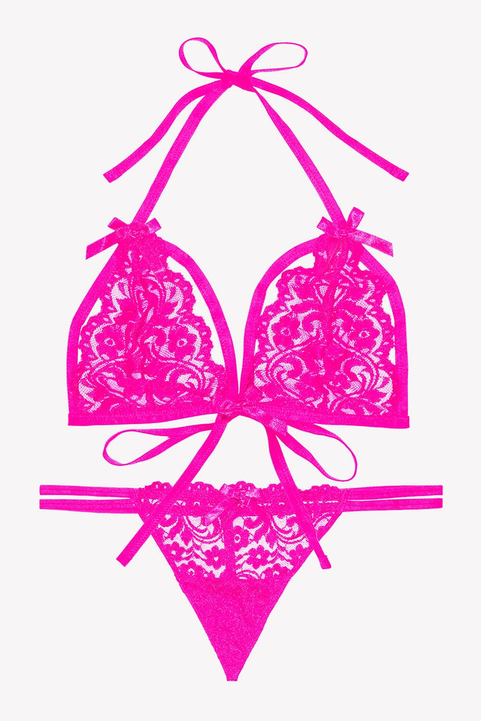 Signature Lace Matching Bra & Panty Set | M Pink SET SAS 