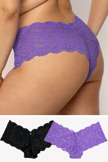 Signature Lace Cheeky Panty 2 Pack | New Violet/Black Hue PANTY SAS New Violet/Black Hue S 