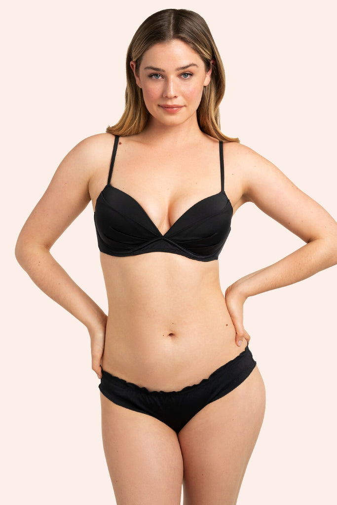 Swim Secret Ruffled and Ruched Back Bikini Bottom | Black Hue Bikini Bottom SAS 