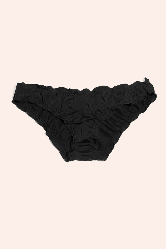 Swim Secret Ruffled and Ruched Back Bikini Bottom | Black Hue Bikini Bottom SAS 