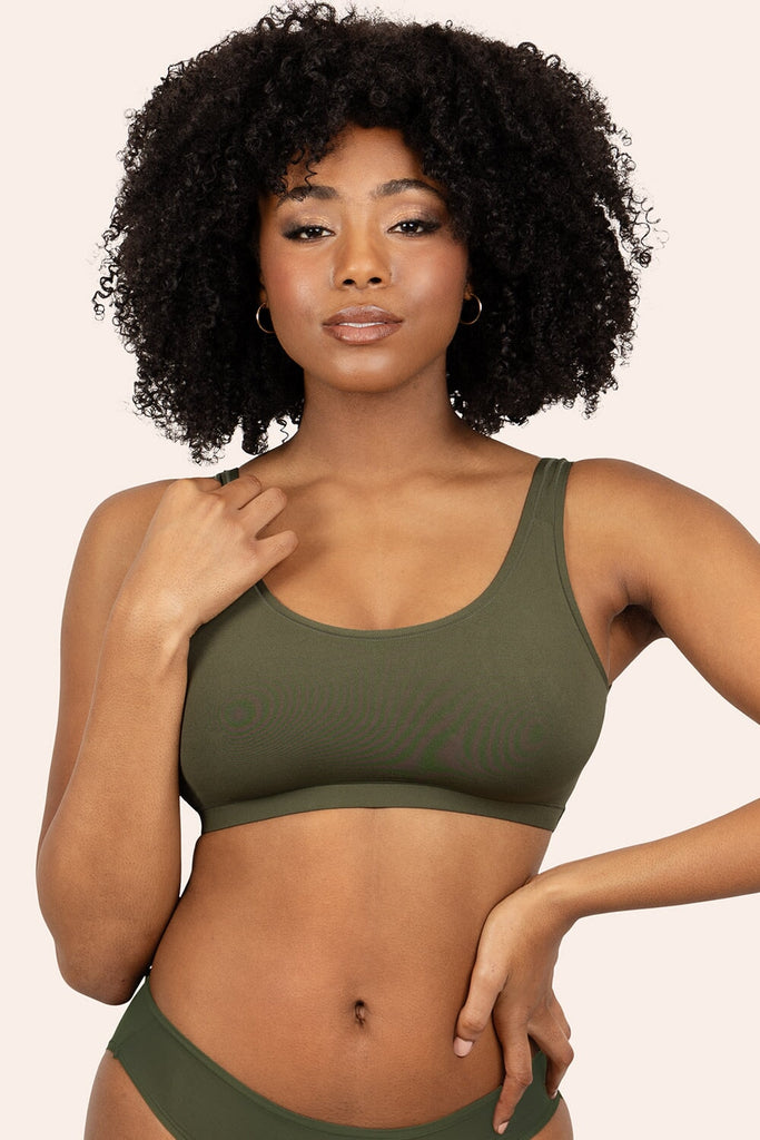 The Naked Scoop Neck Bralette 2 Pack | Olive Night/Black Hue Stretch BRA SAS 