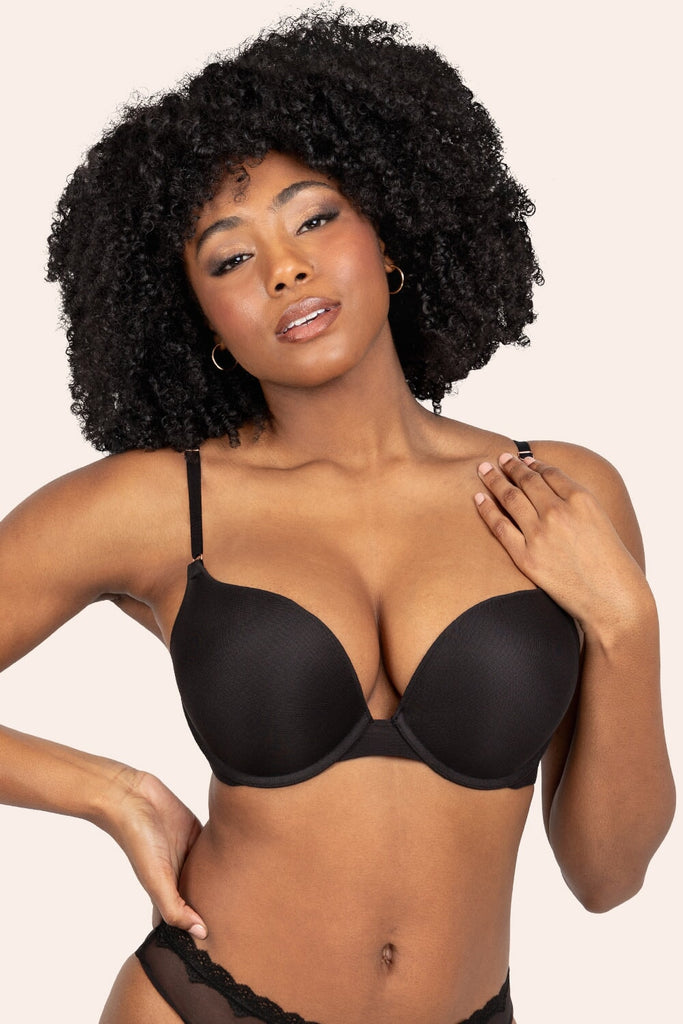 Add 2 Cup Sizes Push-Up Bra | Black Hue Mesh Bra SAS Black Hue Mesh 32A 
