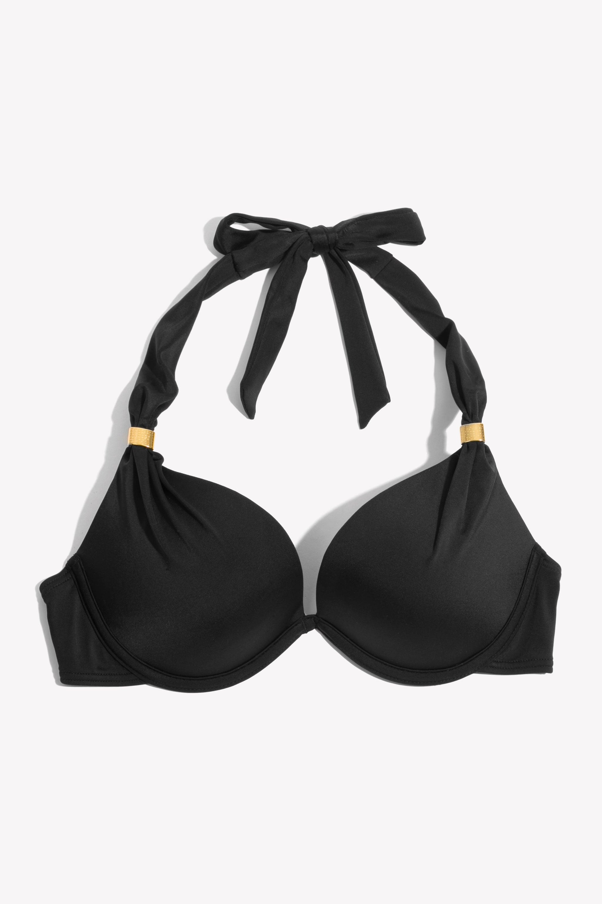 Swim Secret Push-Up Halter Bikini Top | Black Hue