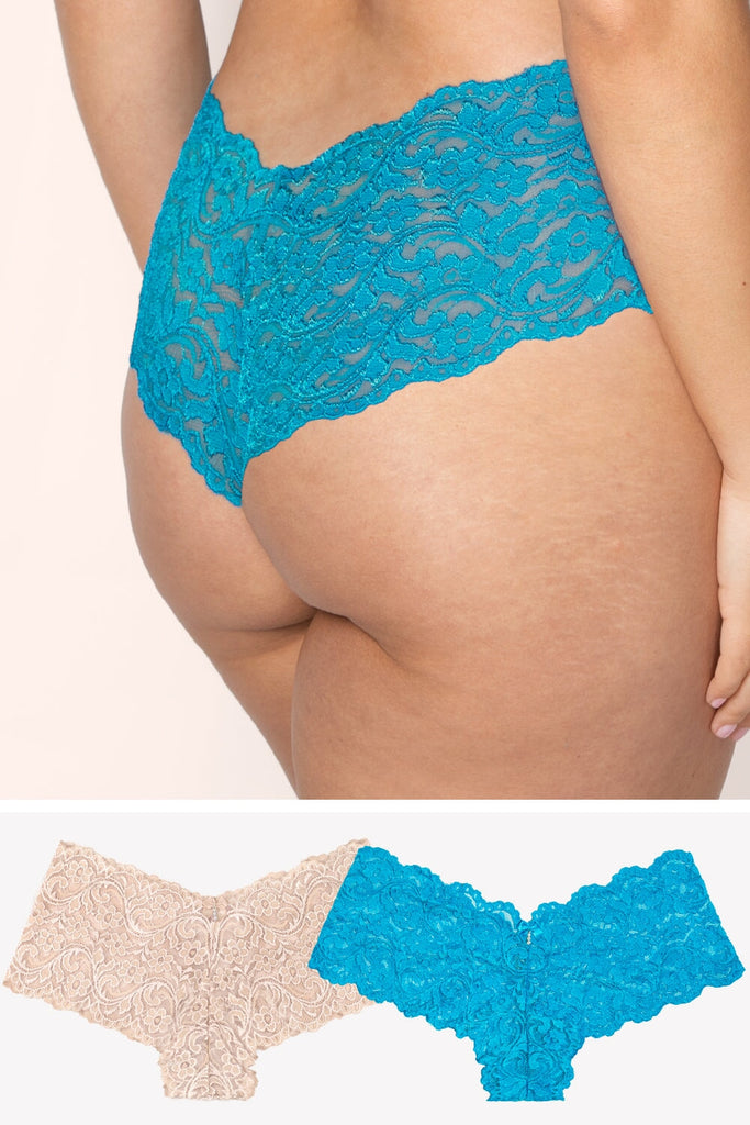 Signature Lace Cheeky Panty 2 Pack | Mykonos Blue/In The Buff PANTY SAS Mykonos Blue/In The Buff S 