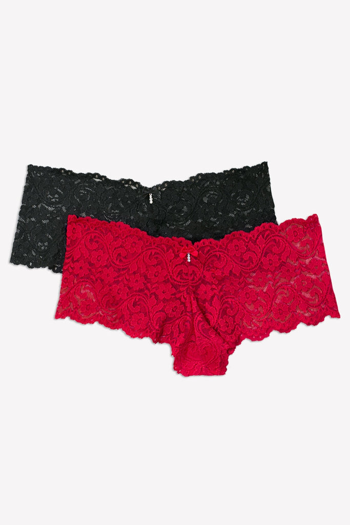 Signature Lace Cheeky Panty 2 Pack | No No Red/ Black Hue PANTY SAS 