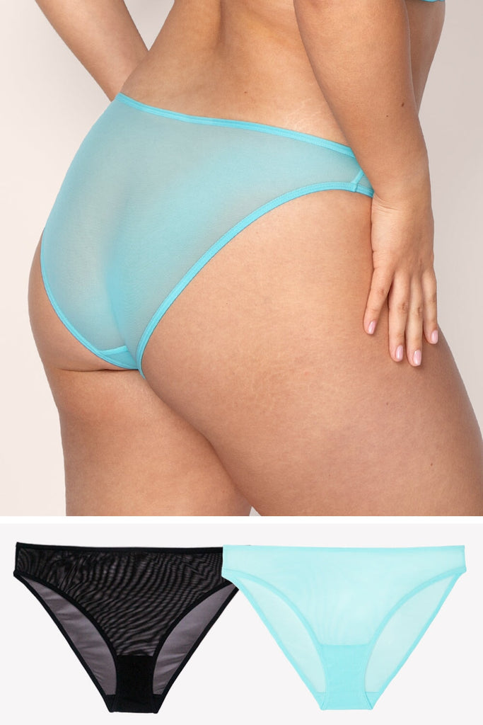 Mesh High Leg Panty 2 Pack | Aquamarine/Black Hue PANTY SAS Aquamarine/Black Hue S 