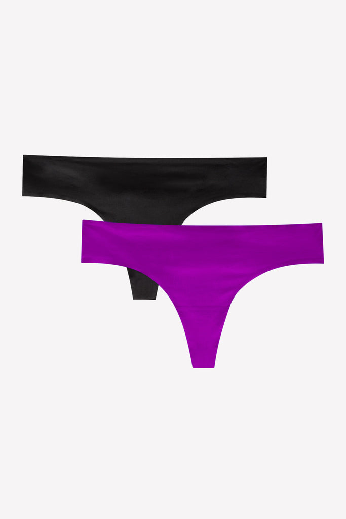 No-Show Thong 2 Pack | Black/Fierce Violet PANTY SAS 
