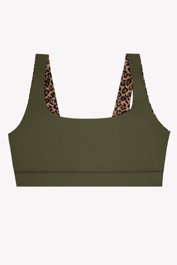 Reversible Bralette Bikini Top | Classic Leopard/Olive Night BIKINT SAS 