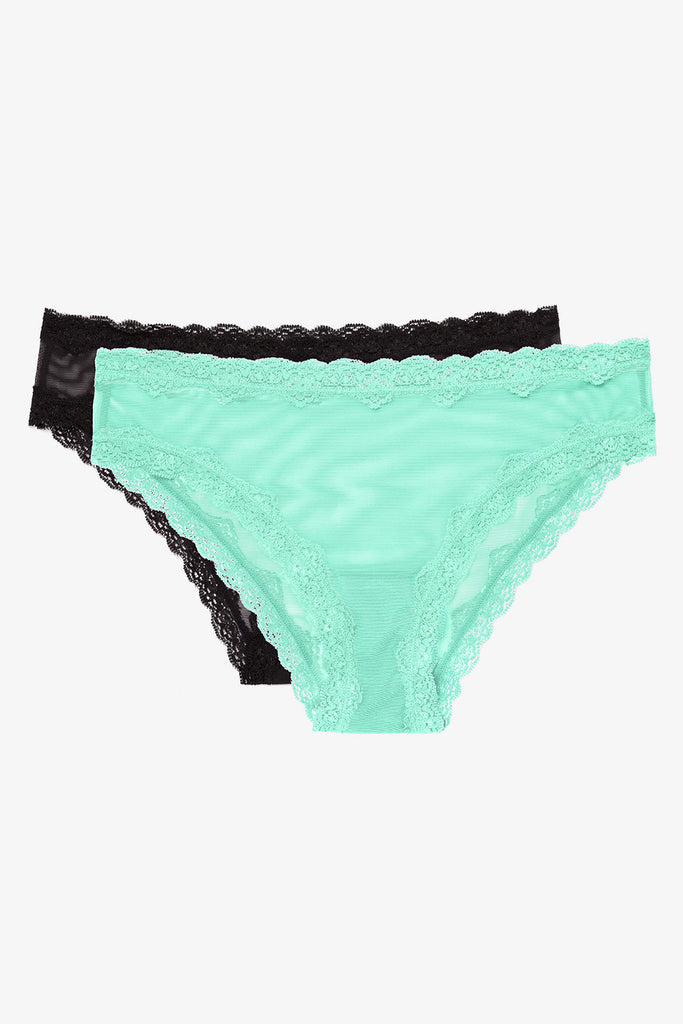 Lace Trim Cheeky Panty 2 Pack | Mint Chip/Black Hue PANTY SAS Mint Chip/Black Hue XL 