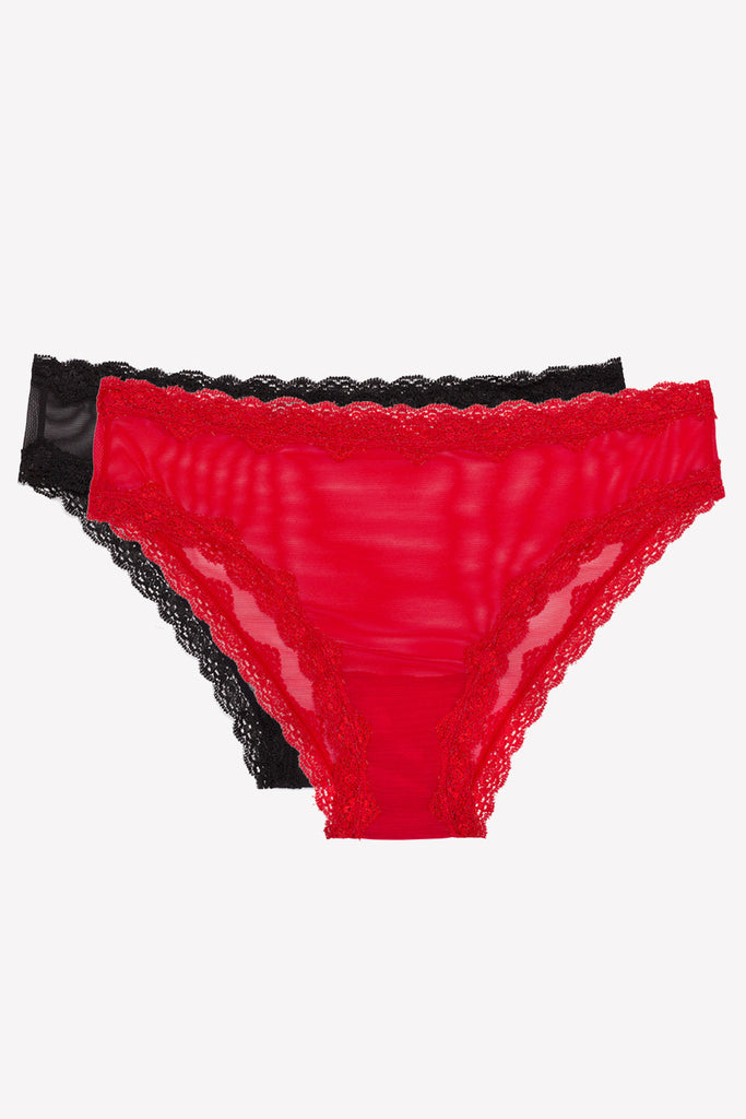 Lace Trim Cheeky Panty 2 Pack | Crantastic/Black Hue PANTY SAS Crantastic/Black Hue M 