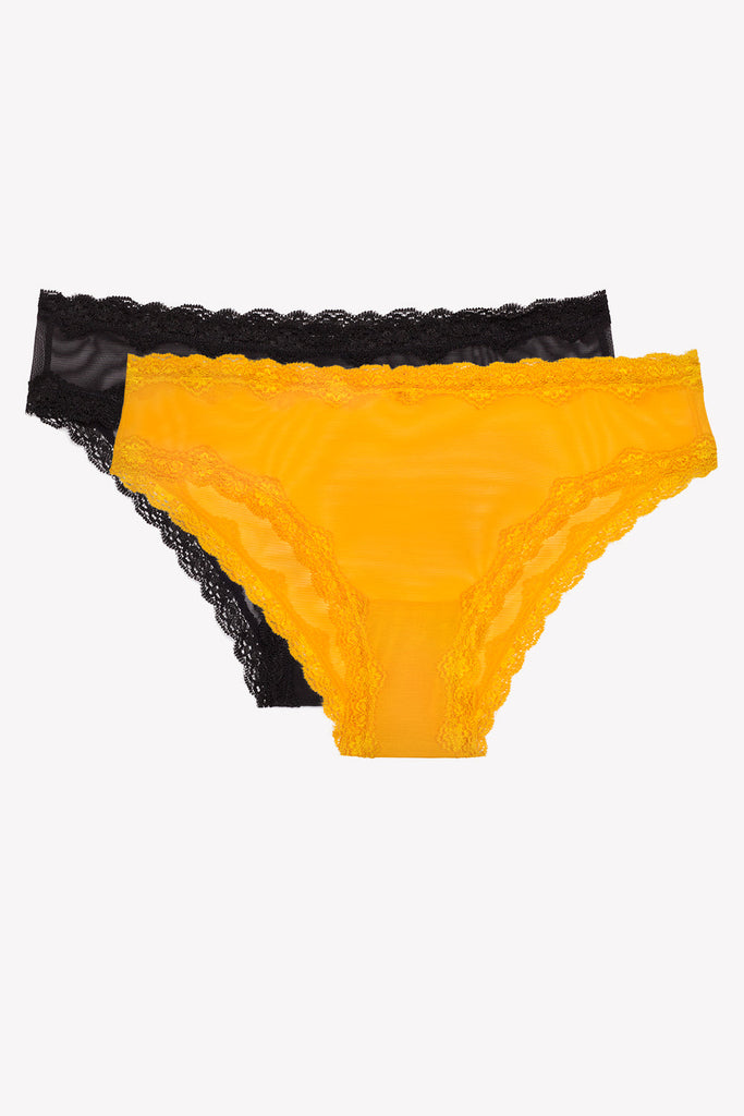 Lace Trim Cheeky Panty 2 Pack | Saffron/Black Hue PANTY SAS 