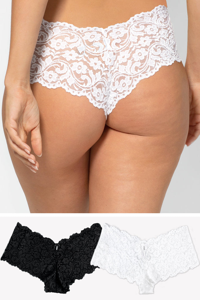 Signature Lace Cheeky Panty 2 Pack | Black Hue/White INT SAS Black Hue/White S 