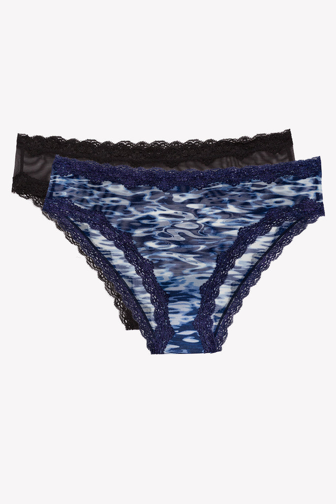 Lace Trim Cheeky Panty 2 Pack | Fluid Fantasy/Black Hue PANTY SAS 