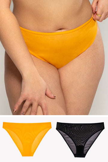 Mesh High Leg Panty 2 Pack | Saffron/Black Hue PANTY SAS Saffron/Black Hue XXL 