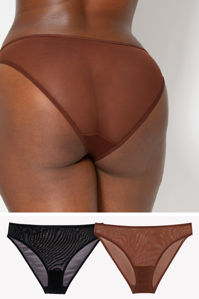 Mesh High Leg Panty 2 Pack | Chocolate/Black Hue PANTY SAS Chocolate/Black Hue 3XL 