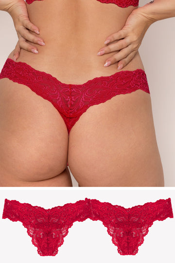 Signature Lace Thong Panty 2 Pack | No No Red/No No Red INT SAS No No Red/No No Red S 