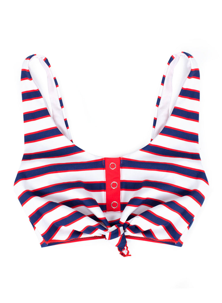 Knot Front Crop Bikini Top | Americana Stripes SWM SAS 