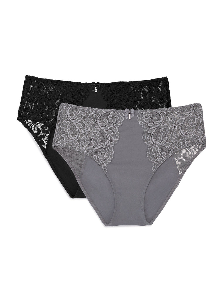 Signature Lace High Waisted Panty 2 Pack | Anthracite/Black Hue PANTY SAS Anthracite/Black Hue 5X 