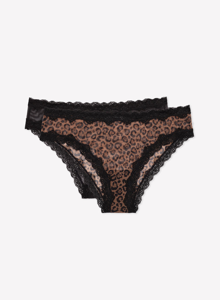 Lace Trim Cheeky Panty 2 Pack | Classic Leopard/Black Hue PANTY SAS Classic Leopard/Black Hue S 