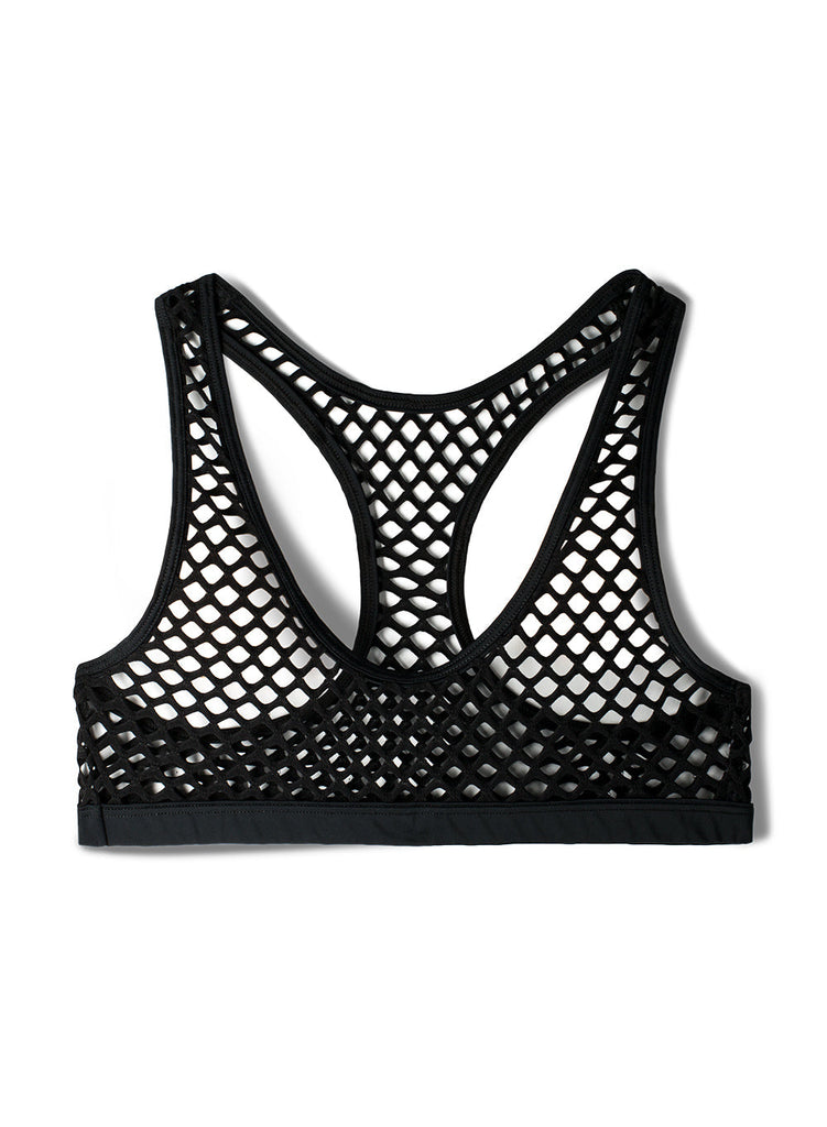 Joan Smalls Cropped Fishnet Bikini Top | Black Hue Fishnet SWM SAS 