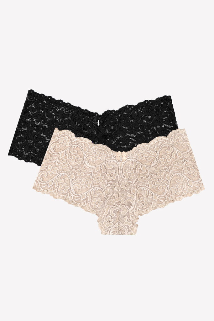 Signature Lace Cheeky Panty 2 Pack | In The Buff/Black Hue INT SAS 