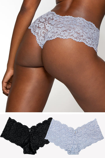 Signature Lace Cheeky Panty 2 Pack | Mineral Water/Black Hue PANTY SAS Mineral Water/Black Hue XXL 