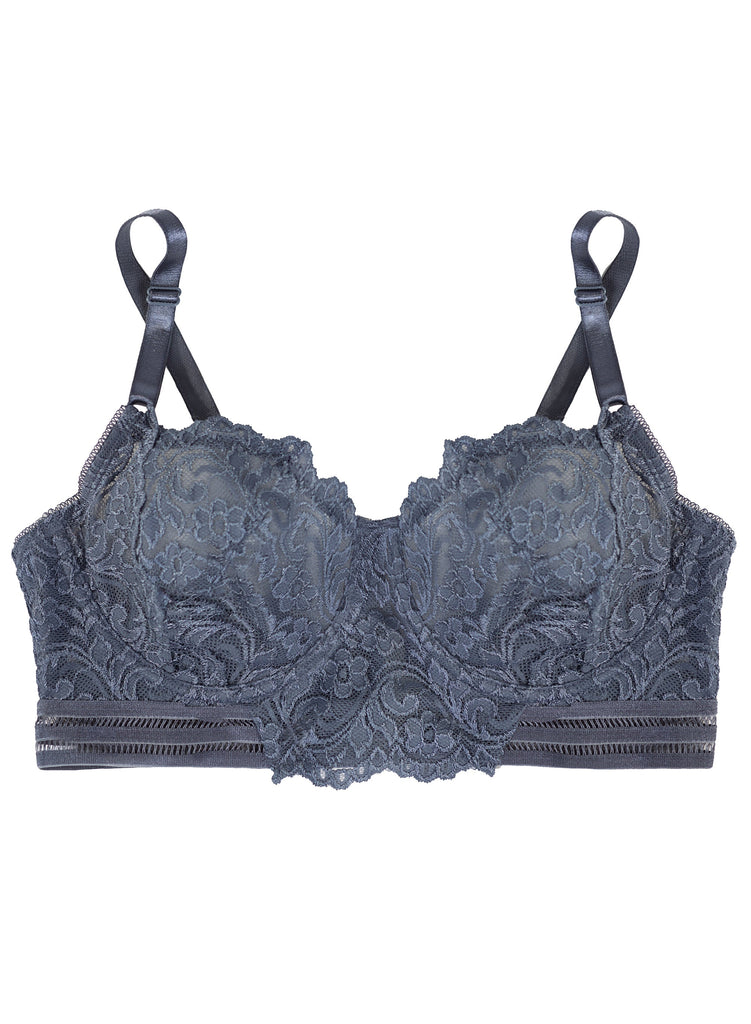 Joan Smalls Signature Lace Unlined Underwire Longline Bra | Grisaille Grey Lace INT SAS 
