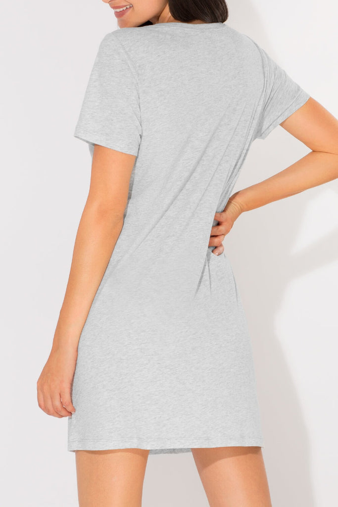 Oversized Graphic V-Neck Sleep Shirt | Heather Grey Snuggle SLP SAS 