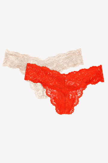 Signature Lace Thong Panty 2 Pack | Hot Fire/In The Buff INT SAS 