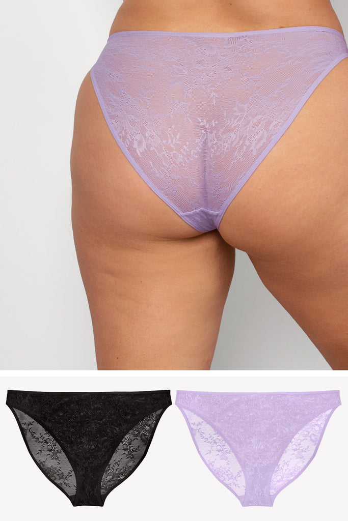 Mesh High Leg Panty 2 Pack | Black Hue/Lilac Iris Smooth Lace PANTY SAS Black Hue/Lilac Iris Smooth Lace 3XL 