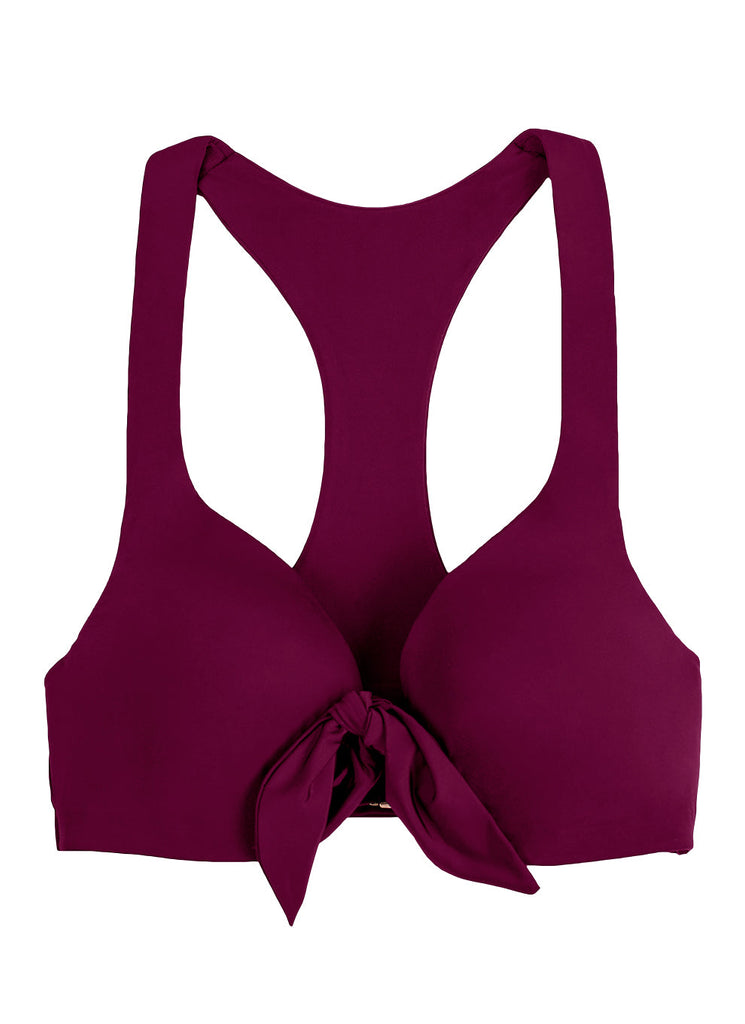 Joan Smalls Front-Tie Push-Up Bikini Top | Purple Velvet Swim SWM SAS 