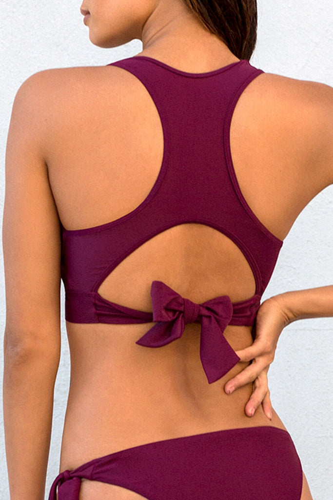 Joan Smalls Womens Cut-Out Racerback Swim Top, Women's, Size: XS, Purple Joan Smalls Womens Cut-Out Racerback Swim Top, Women's, Size: XS, Purple