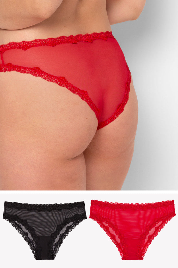 Lace Trim Cheeky Panty 2 Pack | Crantastic/Black Hue PANTY SAS 