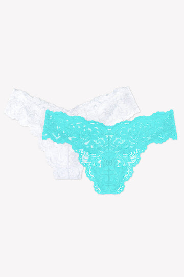 Signature Lace Thong Panty 2 Pack | Blue Radiance/White INT SAS 