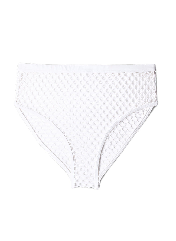 Joan Smalls Fishnet High-Waisted Layering Bikini Bottom | White Fishnet SWM SAS 